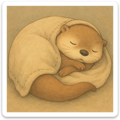 Add a soft, cozy blanket over the sleeping otter, keep gentle colors sticker
