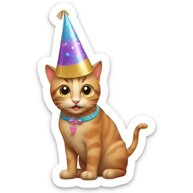 Cat with birthday hat sticker