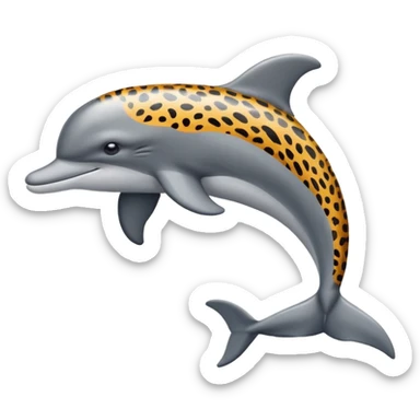 the dolphin emoji, but instead of blue skin it has leopard skin on the whole body (no blue anymore) and only one fin on the back like normal dolphins sticker