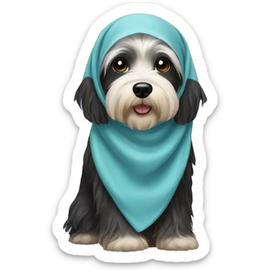 black havanese dog wearing a hijab sticker