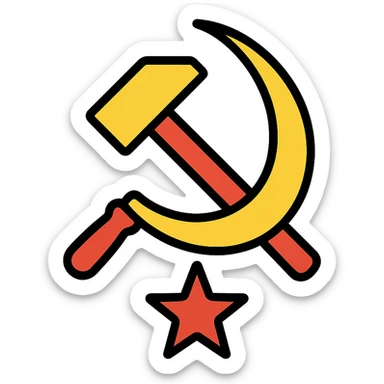 communist symbol, minimal and modern, lineal color icon with black outlines sticker
