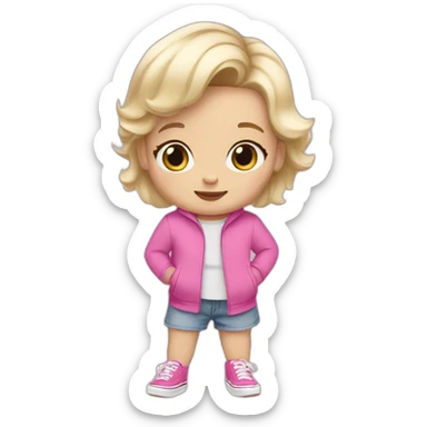 1 year old white blonde girl wearing pink Vans shoes sticker