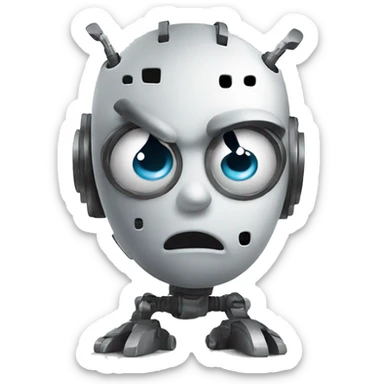 Confused bot puzzled and making errors sticker