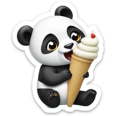 Panda eating ice cream sticker
