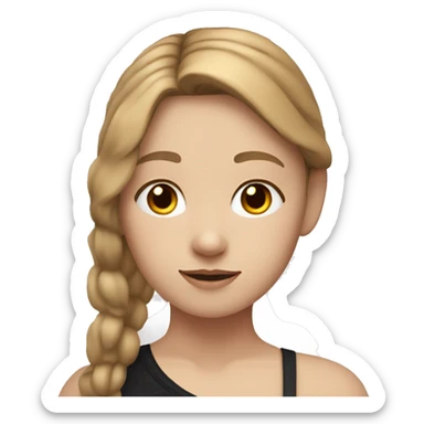 girl with light brown hair with a white and black rabbit on her shoulder sticker