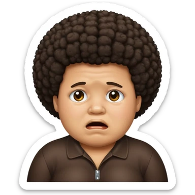 dark brown fat boy with afro crying sticker
