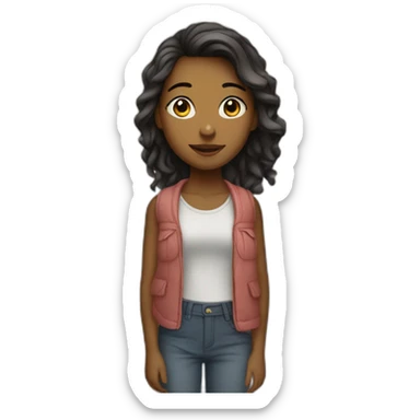 the girl is standing in front of the road sticker