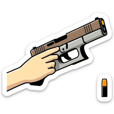 A person holding a Glock  sticker