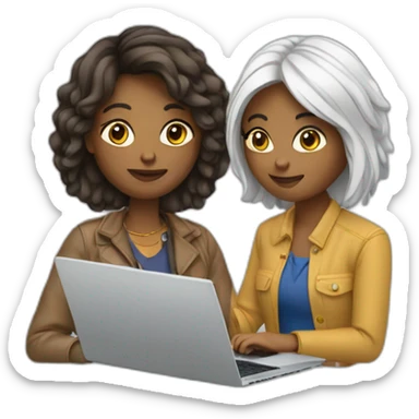 2 female designers with laptop sticker