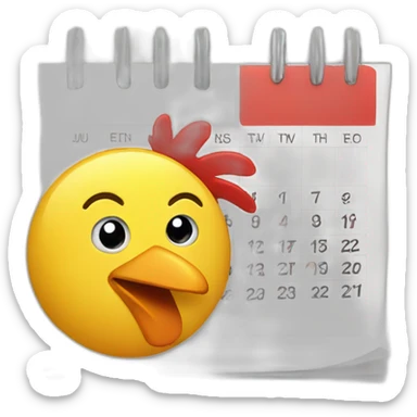 Planning calendar month with chicken head sticker