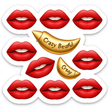 Set of lips with the words ‘crazy beautiful’ around them sticker
