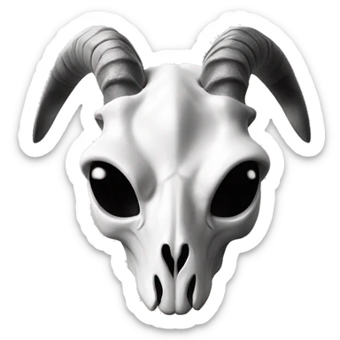goat skull black & white not 3d  sticker