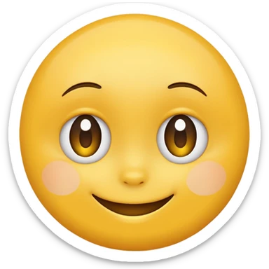 Emoji, yellow round smiling face, virbant bright shy expression sticker