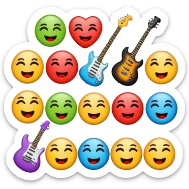 several emoticons related to rock music sticker