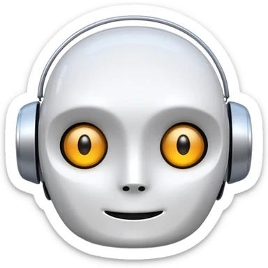 friendly AI robot face with a chat bubble, simple and expressive, emoji style sticker