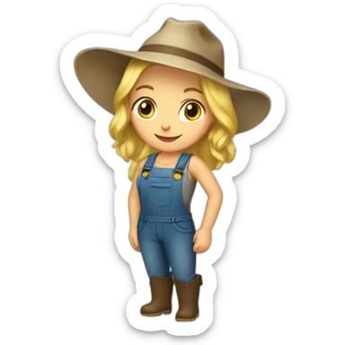 blonde farmer girl sticker