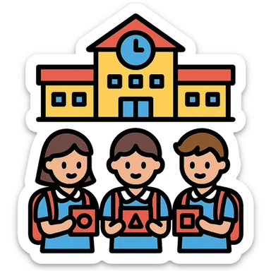 A group of school children finding Squid Game business cards in their school sticker