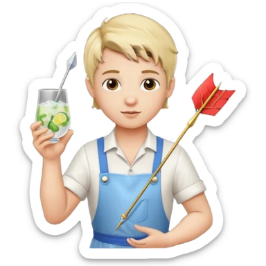 Cupid with arrow mixing Gin Tonic sticker