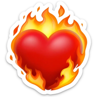 Heart with fire sticker