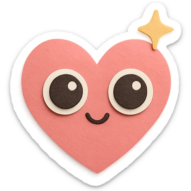 adorable pastel red heart, big shiny eyes, pastel sparkle, no arms or legs, full body, kawaii paper craft style sticker