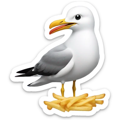 Seagull with a French fry sticker