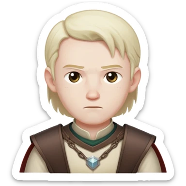 Tired, weak, level one, powerless character. This character is a DND character and a character from an RPG game. waist and above only. Portrait. A male character. Directly looking at the camera. He is looking at the camera symmetrically. sticker