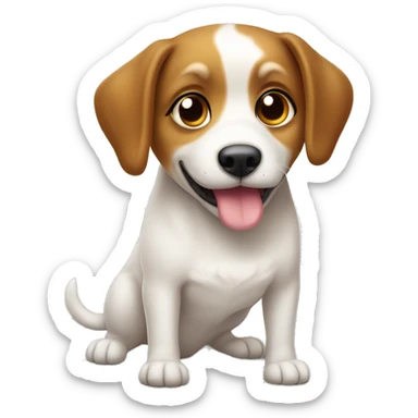 Perrita blanca con ojos cafés pequinés  sticker