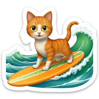 make me a cat thats surfing and eating a cucumber at the same time  sticker