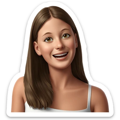 smiling girl with brown hair sticker