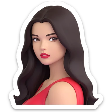 Adriana Lima, gorgeous Brazilian supermodel with long dark hair and stunning face sticker