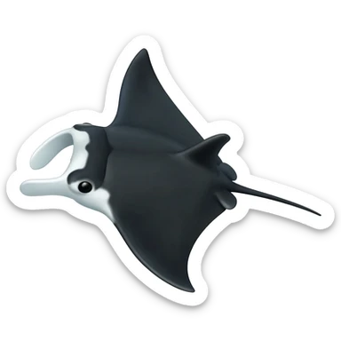 Big Manta Ray black white from the side sticker