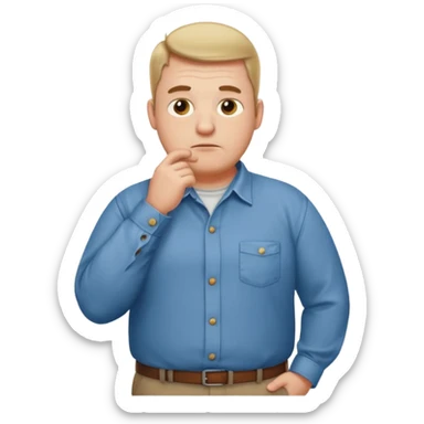 stocky man with hand on chin full length sticker