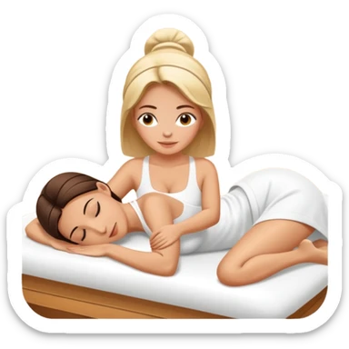 white Lady getting a massage at the spa relaxing sticker