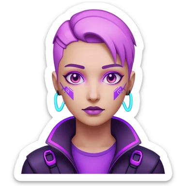 neutre gender neon cyberpunk light purple, I don't want you to use props, não utilizar óculos sticker