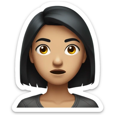 angry girl with straight black hair  sticker