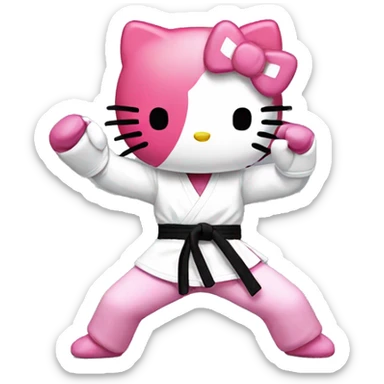 Hello Kitty fighting taekwondo sticker