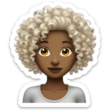 Curly hair girl with tattood  sticker