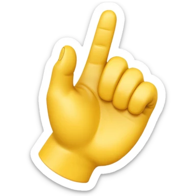 A 3D Apple-style yellow hand emoji, closed fist with thumb pointing backward over the shoulder direction, smooth rounded shape, shiny surface, clean minimal background. sticker