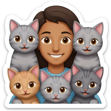 A couple with four grey kitties  sticker