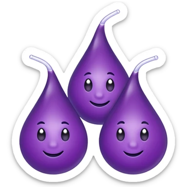 3 purple Drops with kool aids signature color, Juicy , no faces, just like the drops emoji 💦, just singular no extras, spraying left make them sideways sticker