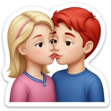 Des enfants qui se font un bisou sur la bouche sticker