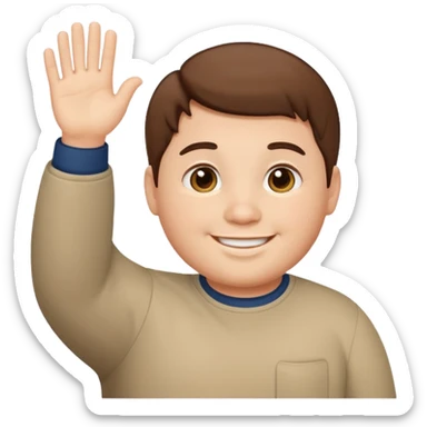 make a short brown hair guy who is chubby we can only see his head and he is waving sticker