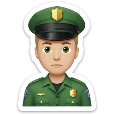 green uniform police without cap sticker