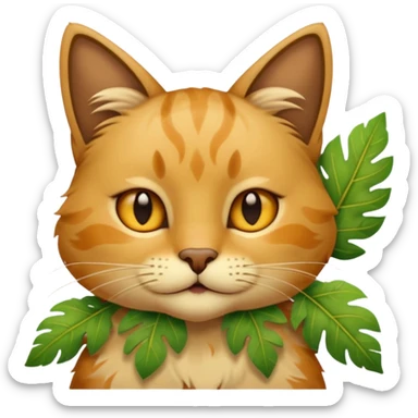 ancient cat with leaf cloth sticker