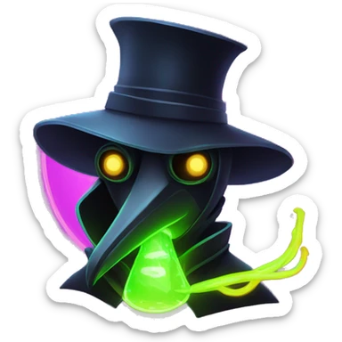 plague doctor with neon elements sticker