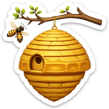 A beehive hanging in a branch sticker