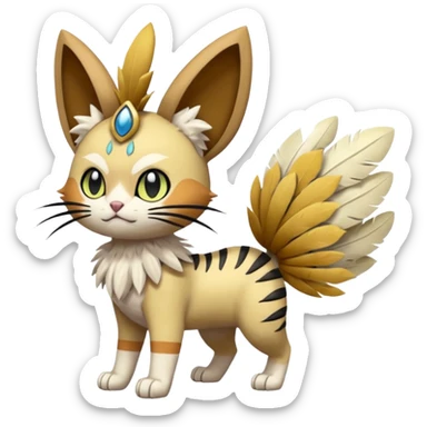 Meloetta-Meowth-Gatomon-Trico-Pokémon-Digimon-Fakémon-fusion-hybrid-creature sticker