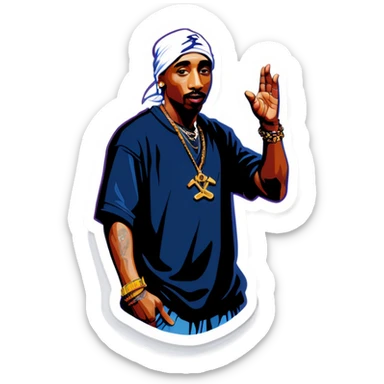 Tupac waving bye sticker