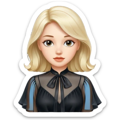 Realistic designer luxury womens black sheer blouse
 sticker