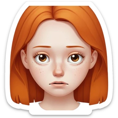 Girl with bad acne sad,freckles sticker